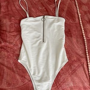 Frankie’s Bikinis Flash White Zip One Piece